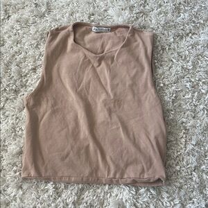 Zara Light Brown Sleeveless Top